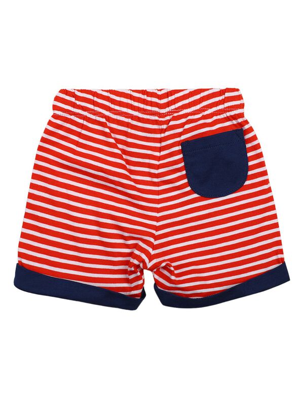 Boys White & Red Printed T-Shirt with Short Pants image number 3